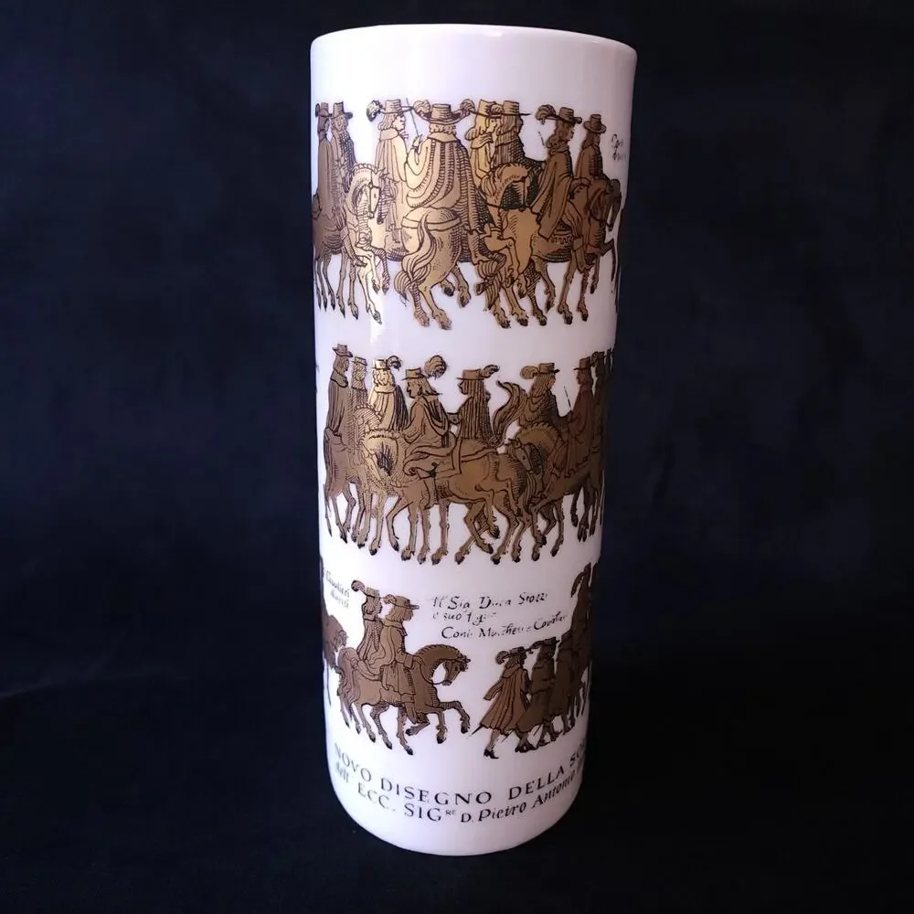 Rare Vintage Gerold Porzellan Bavaria Gilt Porcelain West Germany Crusade Vase